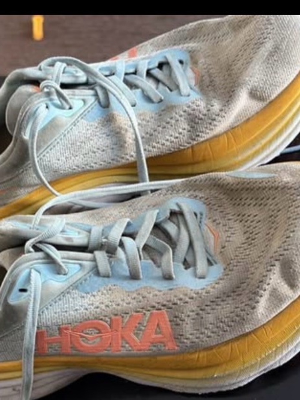 HOKA Light Blue & Yellow Running Shoes